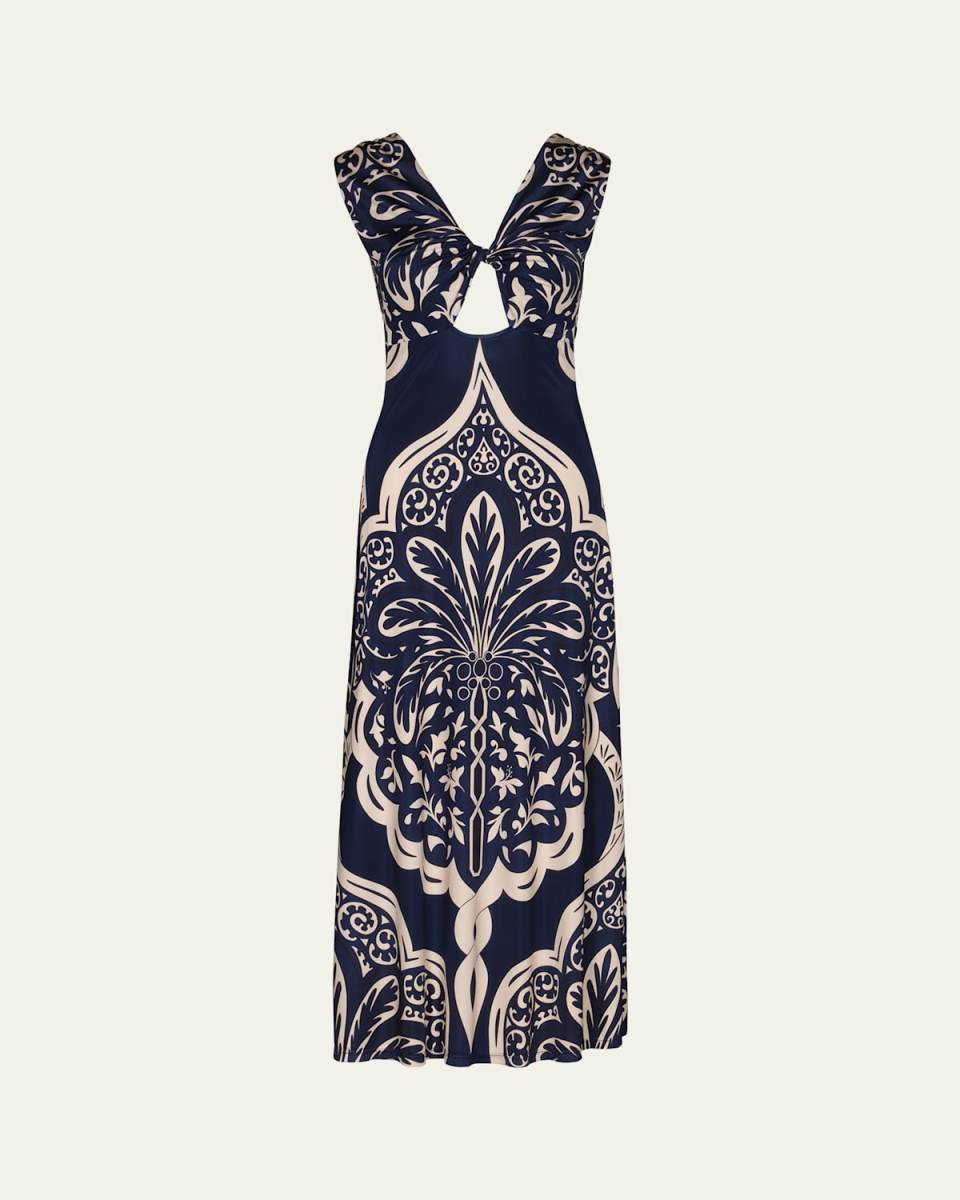 Voyage Reversible Twist-Front Cut-Out Maxi Dress